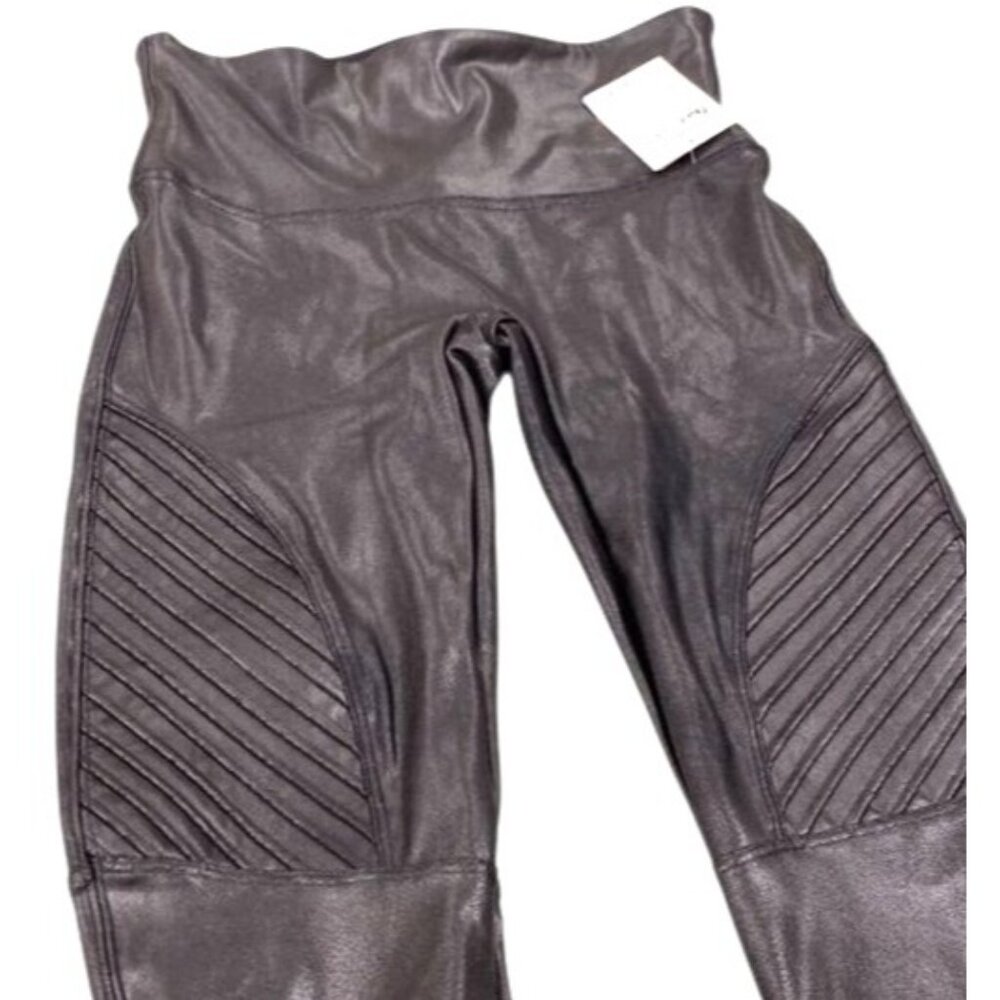 Spanx Womens Faux Leather Moto Legging Black Size M - Picture 2 of 12